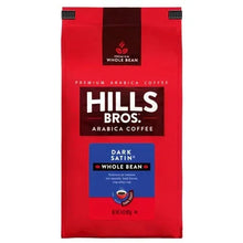 Red Hills Bros dark roast whole bean coffee bag, premium arabica front label