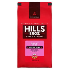 Hills Bros. Premium Arabica whole bean coffee bag, red front with product label
