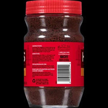 Instant coffee jar back label with barcode and red panel