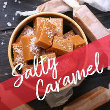 Salted caramel toffee pieces in bowl with scattered sugar on top