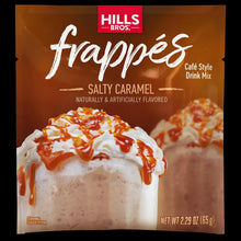 Hills Bros Frappés salty caramel drink mix box with whipped caramel topping