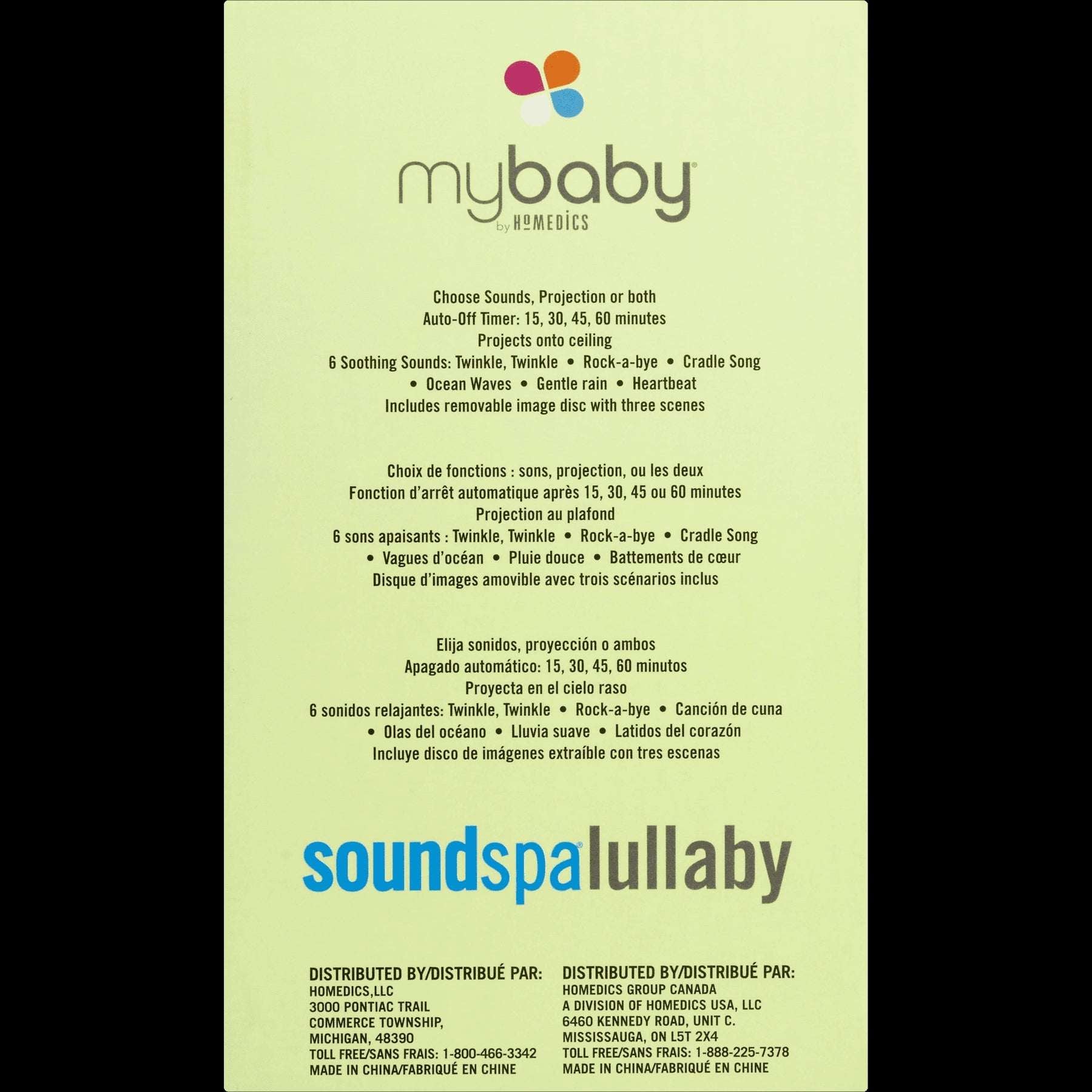 HoMedics My Baby Lullaby Sound Spa Sound Machine and White Noise Machine - Sounds & Projection, Plays 6 Sounds & Lullabies, Image Projector Featuring Diverse Scenes, Auto-Off