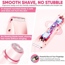 Pink electric trimmer with foil shaver head and rounded blade for smooth grooming
