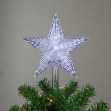 Clear five-point star Christmas tree topper with white LED light strands