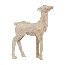 Wooden-style deer figurine standing in profile with antlers