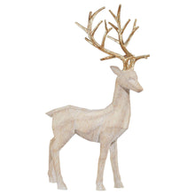 Wooden-style deer figurine standing with antlers and soft beige body
