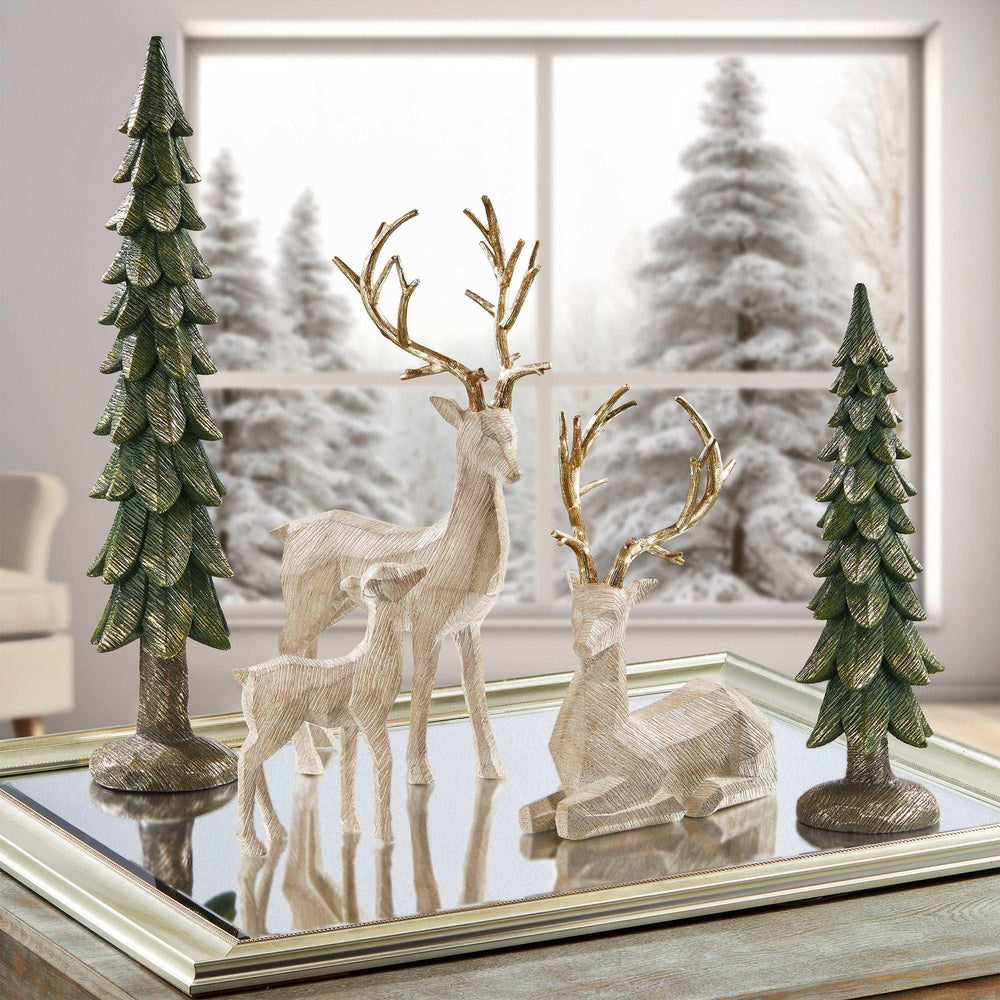 Holiday Deer Family with Trees, Set of 5 - USA MEGA SHOP