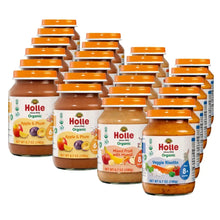 Organic baby food jar bundle with orange lids, assorted varieties