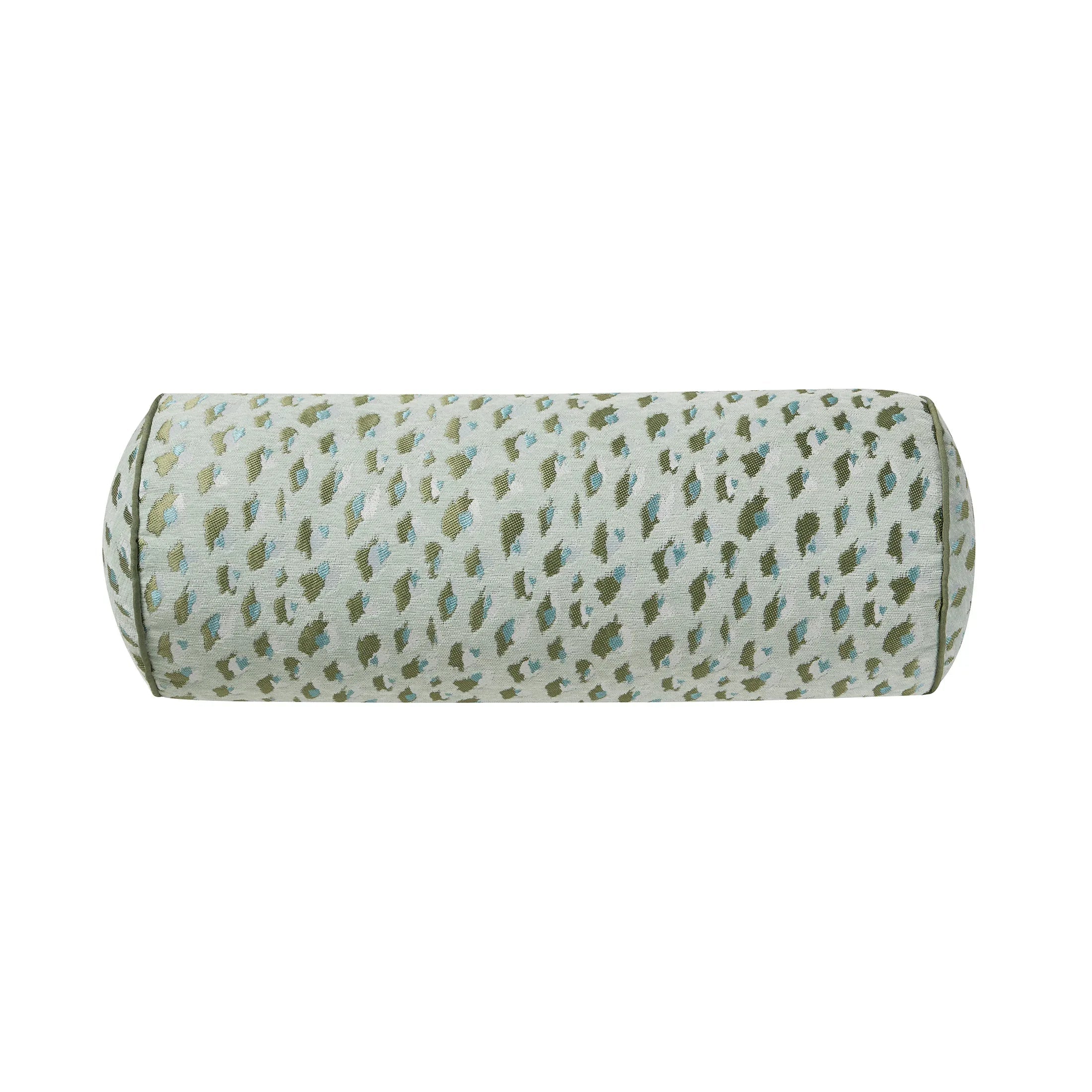 Home Decor Collection 8" x 20" Green Woven Leopard Bolster Decorative Pillow