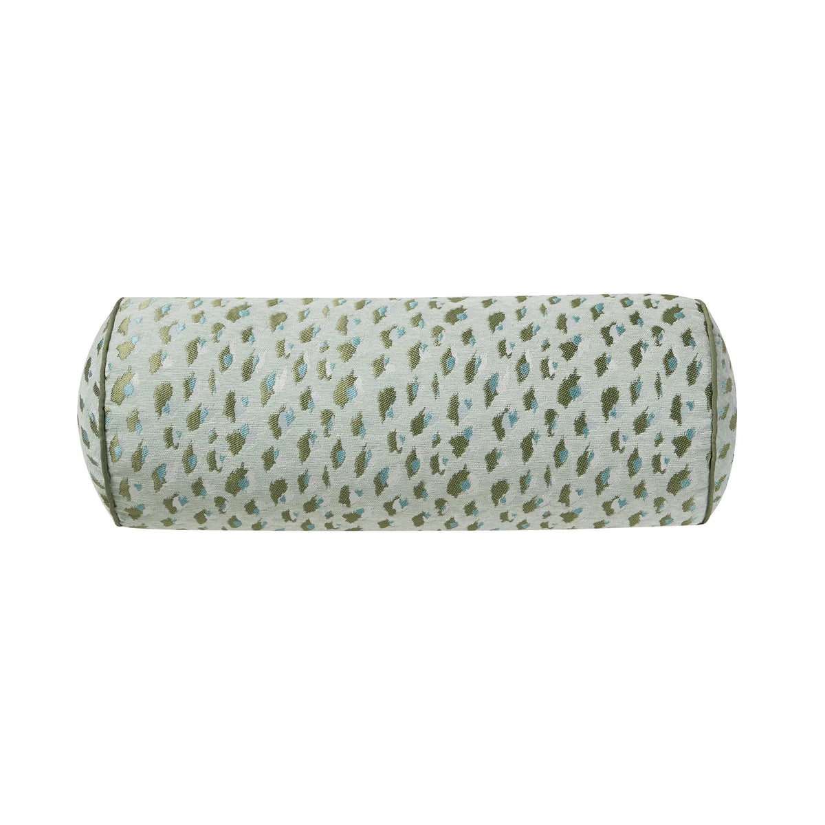 Home Decor Collection 8" x 20" Green Woven Leopard Bolster Decorative Pillow