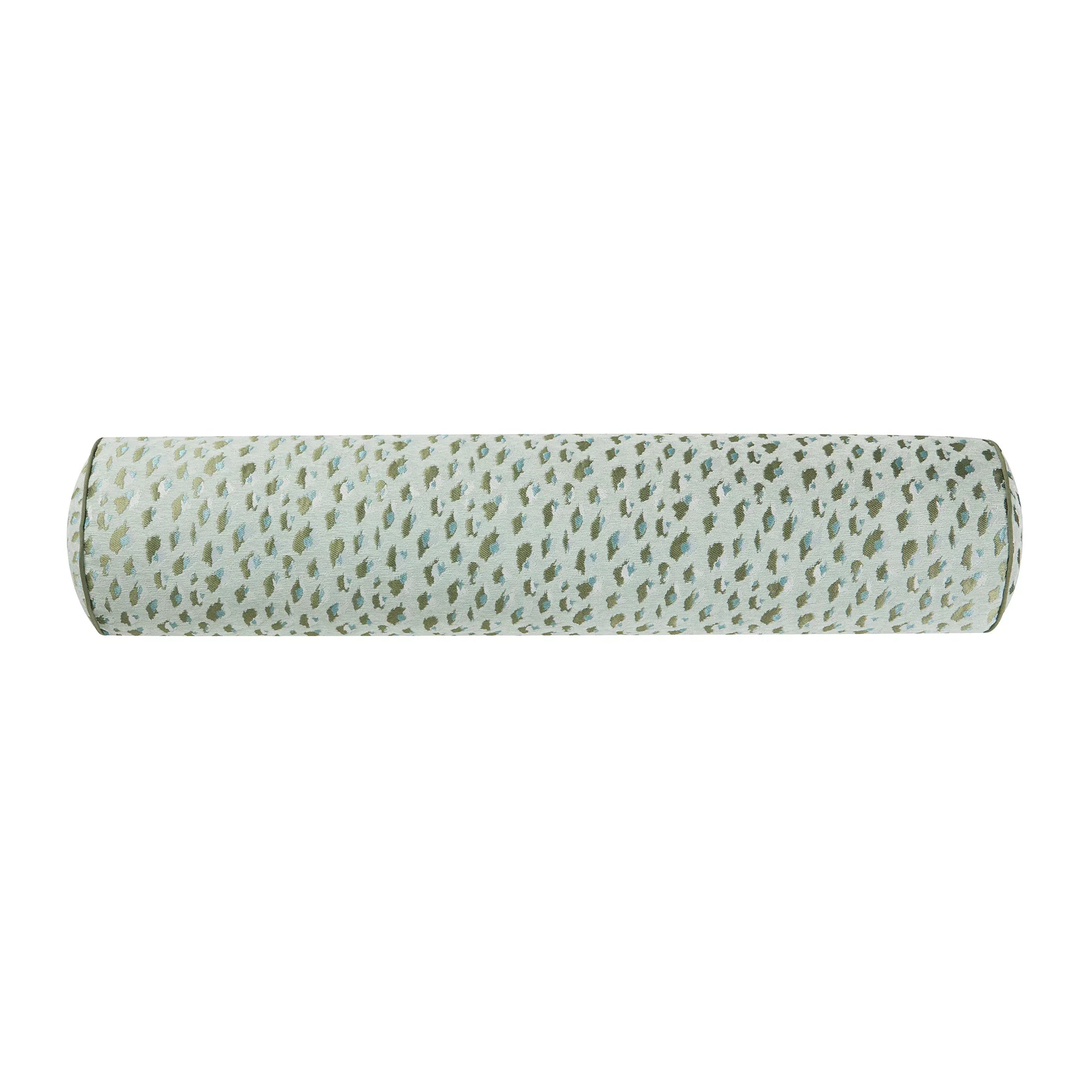 Home Decor Collection 8" x 20" Green Woven Leopard Bolster Decorative Pillow