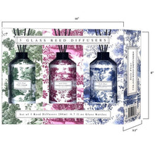 Home & Body Toile Fleur Reed Diffuser, Set of 3