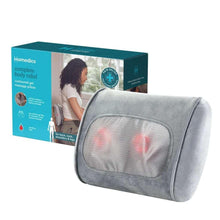 Gray contoured gel massage pillow with padded frame and visible mesh massage panel