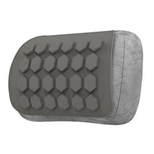 Gray contoured gel massage pillow underside with raised hex massage nodes