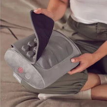 Gray contoured gel massage pillow with textured top mesh and lifted massage nodes