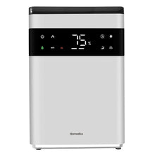 Ultrasonic humidifier with digital control panel, white body and black top band