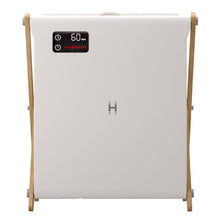 XL towel warmer with digital control display on white front case