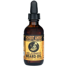 Amber beard oil bottle with black dropper, Classic Beard Oil label