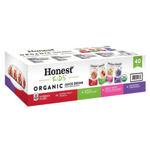 Honest Kids Organic Juice Drink variety pack, 40-count carton with flavor labels