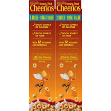 Honey Nut Cheerios cereal boxes, great value multipack with honey flavor