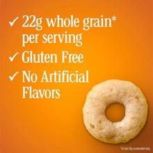 Cereal box panel with 22g whole grain per serving, gluten free, no artificial flavors