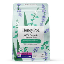 Honey Pot cooling herbal infusion cotton cover overnight pads, 16 count package