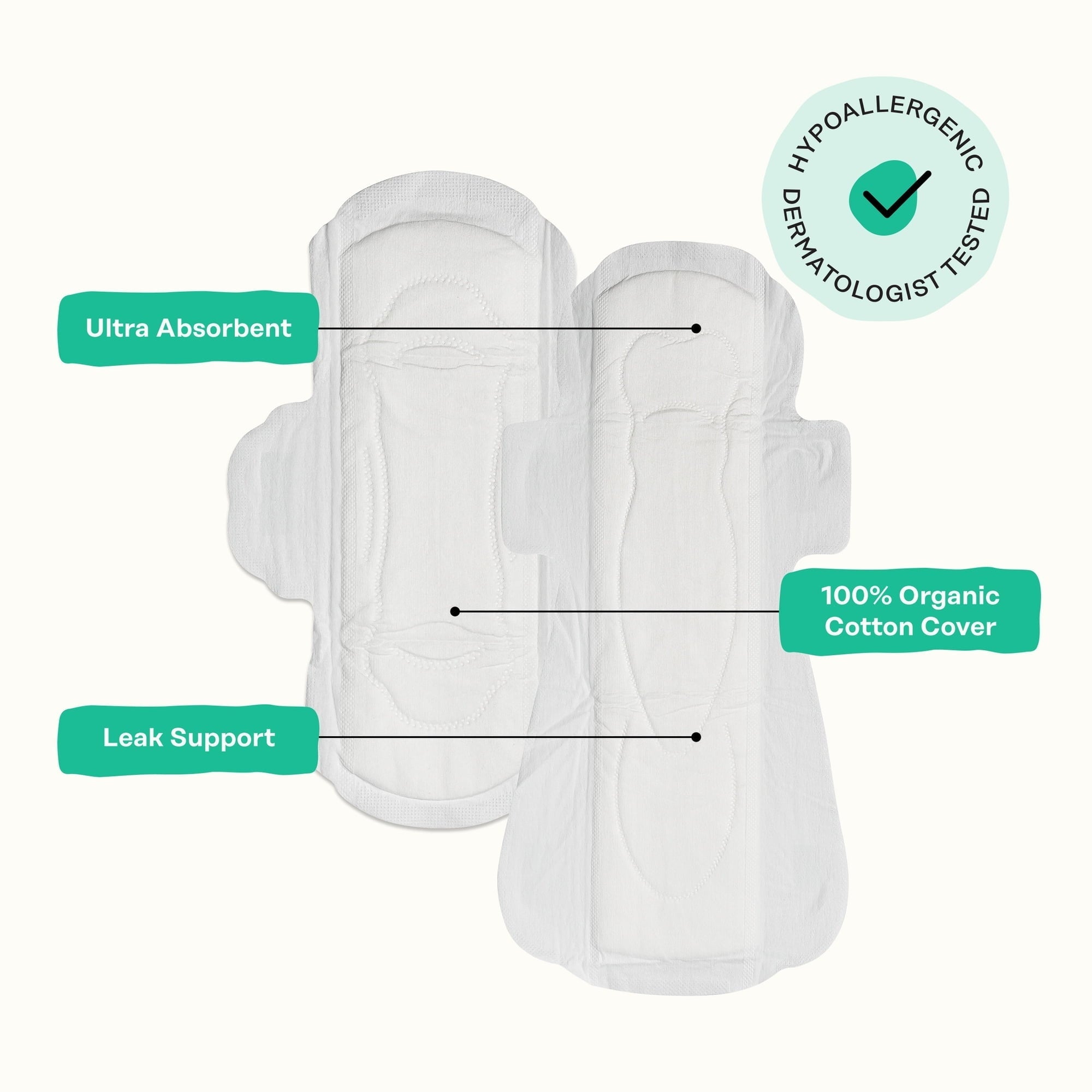 Honey Pot 100% Organic Cotton Cover Cooling Regular Overnight Duo Pads, 16 Count (PACK OF 3 )