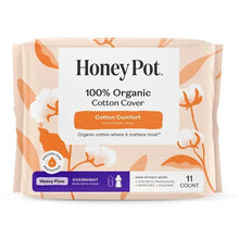 HoneyPot organic cotton overnight pads, heavy flow, cotton comfort cover, 11-count pack
