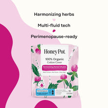 Honey Pot peri-menopause pads pack, harmonizing herbs, 100% organic cotton cover