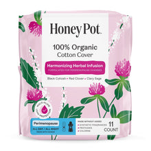 Honey Pot peri-menopause pad pack with 100% organic cotton cover, 11 count