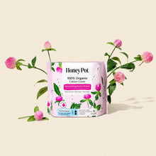 Honey Pot peri-menopause pad pack with organic cotton cover, 11 count, front view