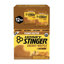 Honey Stinger energy waffle 12-pack box with peanut butter flavor