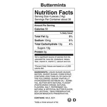 Buttermints nutrition facts panel with serving size, calories, and ingredients list