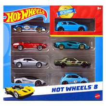 Hot Wheels 1:64 toy car set of 8 cars and trucks, blister pack with assorted colors