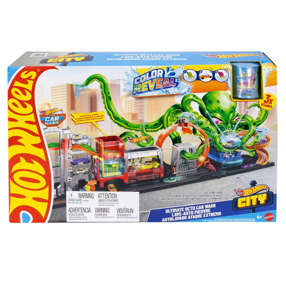 Hot Wheels Octo Carwash and 3 Color Reveal Cars - USA MEGA SHOP