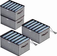 Houndstooth Collapsible Closet Organizer, 9-Grid, Transparent Lid, for Pants, Shirts, Underwear, Black and White, Pack of 4 (9)