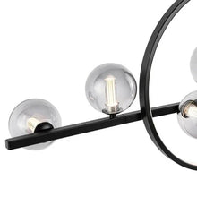 Black metal bar with clear glass globe bulbs and visible LED filament details