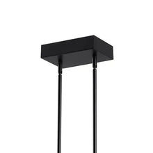 Black ceiling canopy for island pendant light with two vertical mounting rods