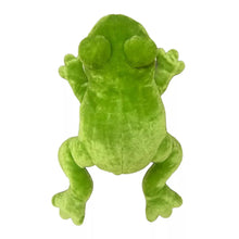 Frog Easter plush, bright green back view with soft legs and arms