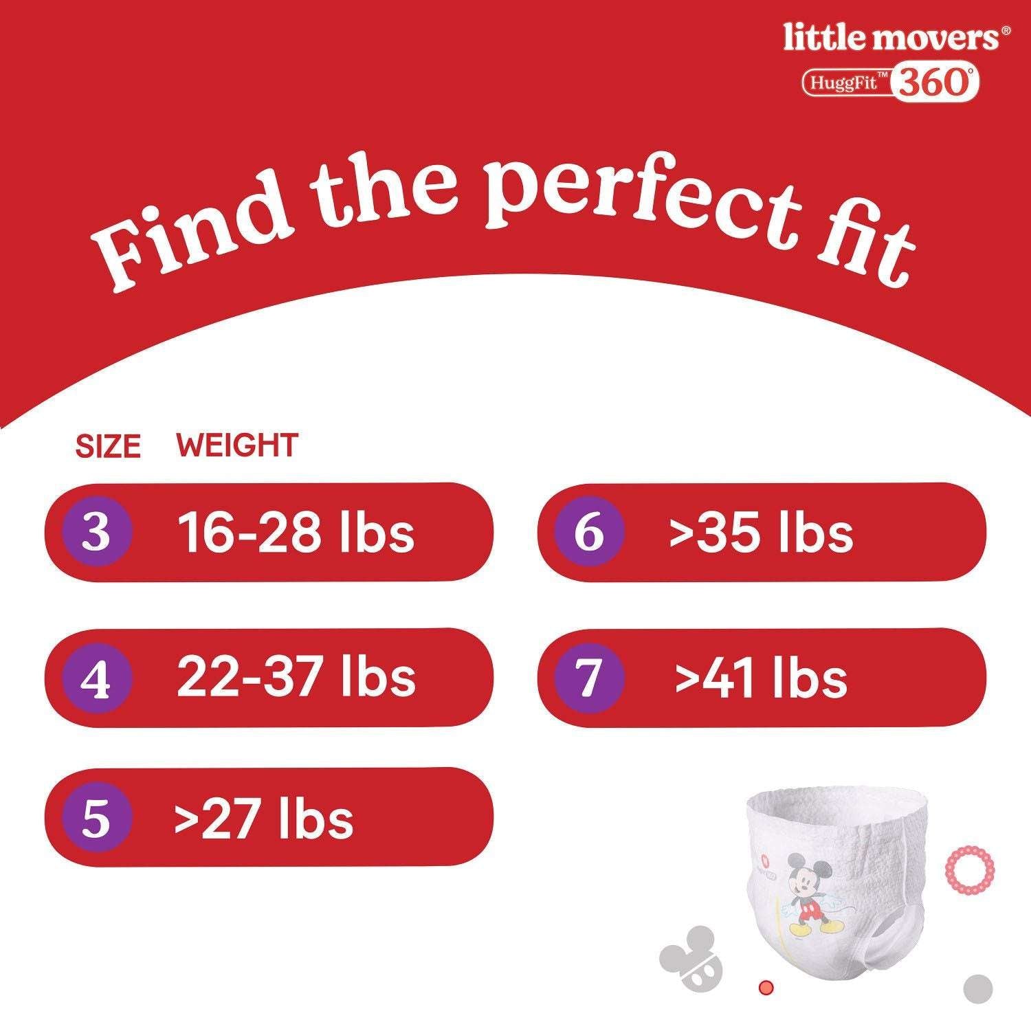 Huggies Little Movers HuggFit 360° Diapers, Sizes 3-7