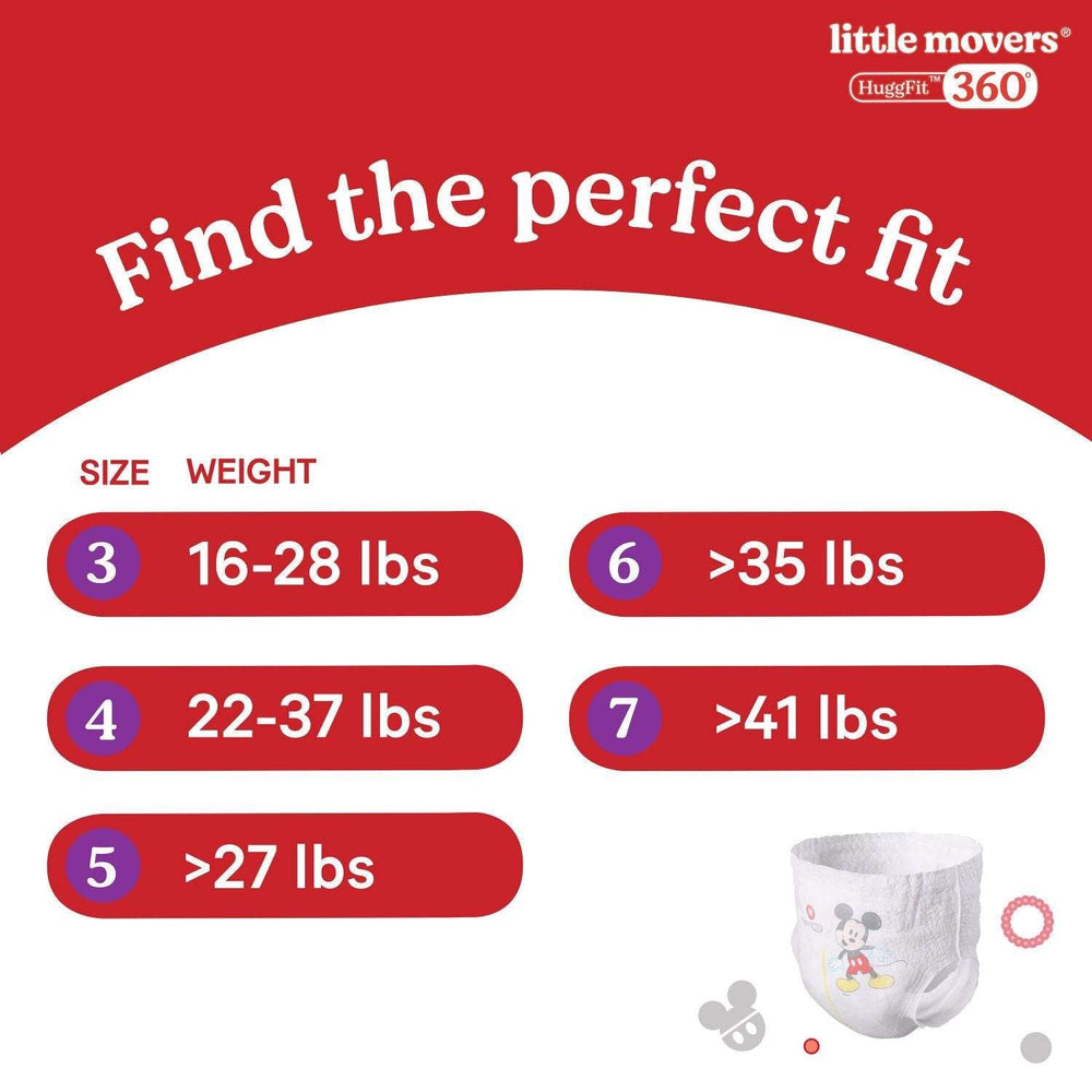 Huggies Little Movers HuggFit 360° Diapers, Sizes 3-7