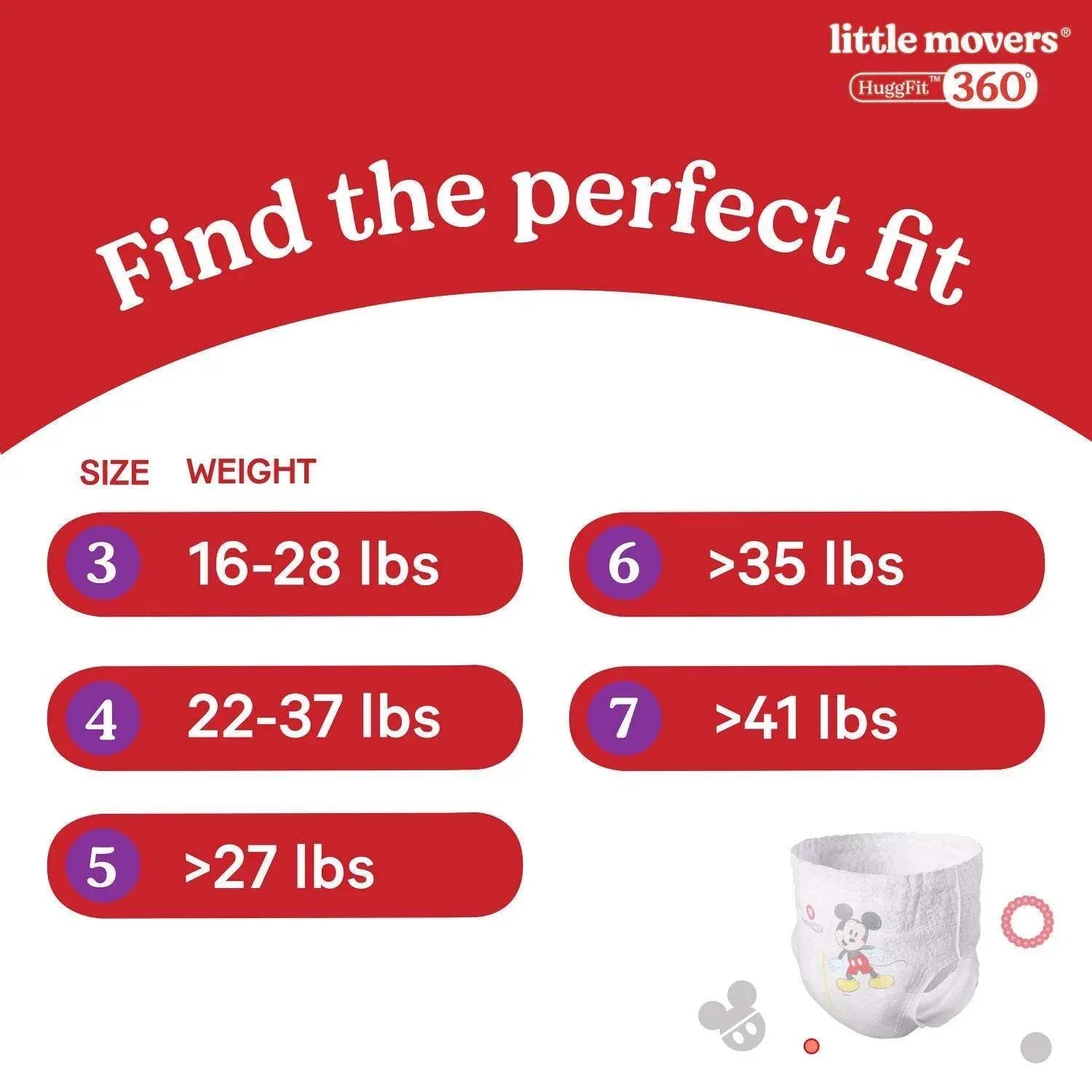 Huggies Little Movers HuggFit 360° Diapers, Sizes 3-7
