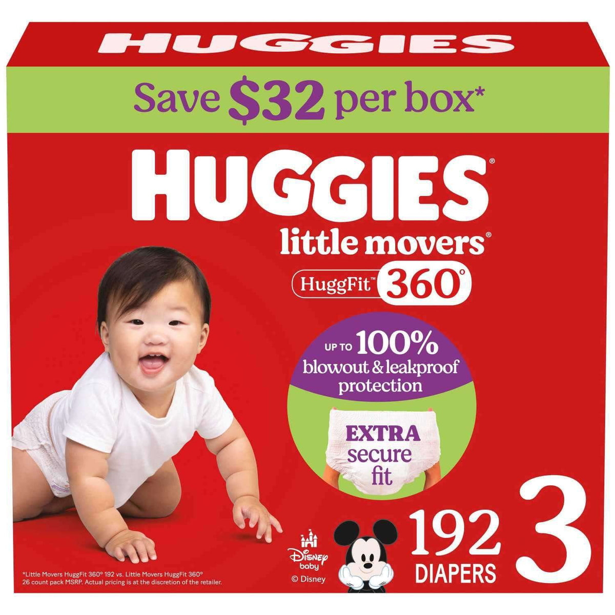 Huggies Little Movers HuggFit 360° Diapers, Sizes 3-7