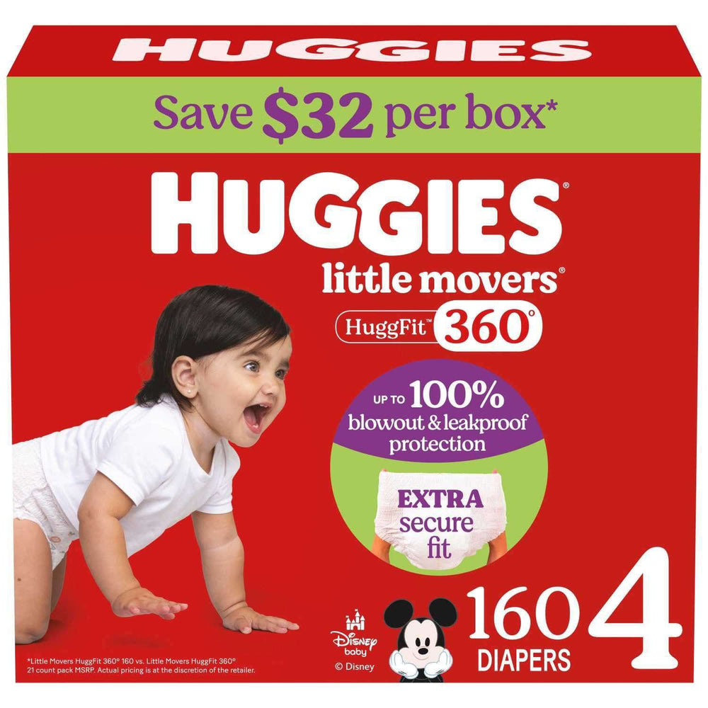 Huggies Little Movers HuggFit 360° Diapers, Sizes 3-7