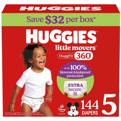 Huggies Little Movers HuggFit 360° Diapers, Sizes 3-7