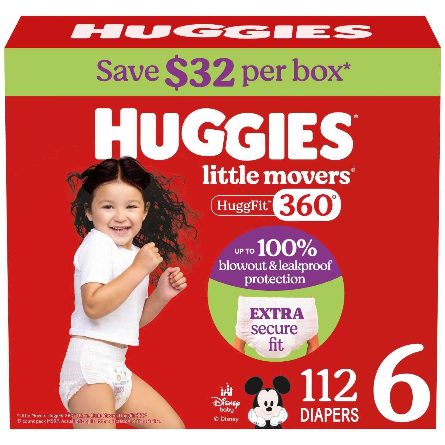 Huggies Little Movers HuggFit 360° Diapers, Sizes 3-7