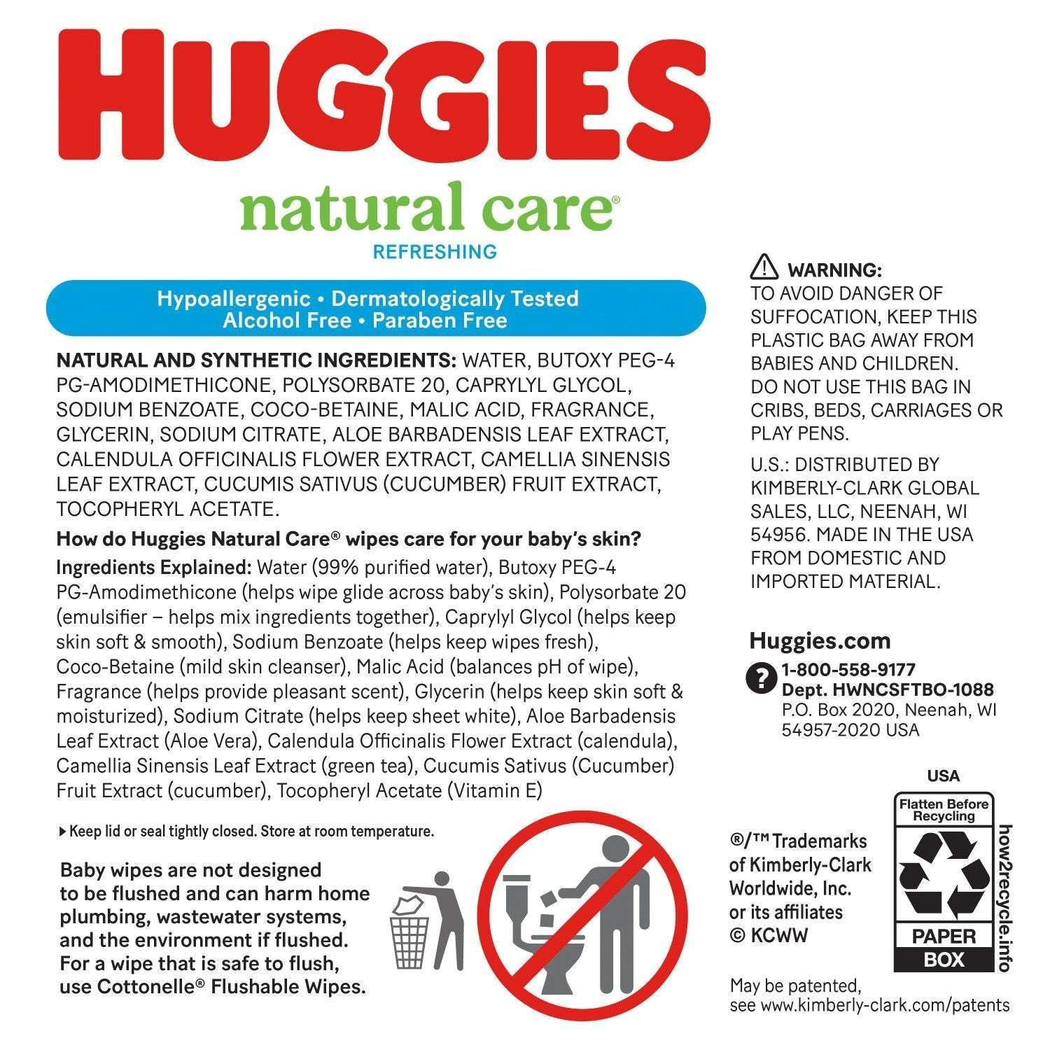 Huggies Natural Care Baby Wipes, Cucumber and Green Tea, 17 pk., 1088 Wipes