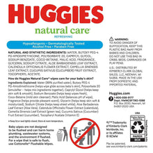 Huggies Natural Care baby wipes box back panel with ingredients and warnings