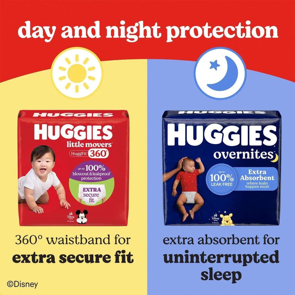 Huggies Overnites Nighttime Baby Diapers, Sizes 3-7 - USA MEGA SHOP
