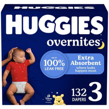 Huggies Overnites nighttime diaper package, size 3, 132 diapers
